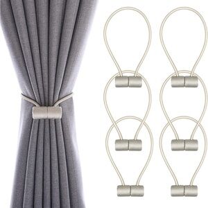 7 Magnetic Curtain Tiebacks Strong Durable Rope 17” Long Holdback Beige